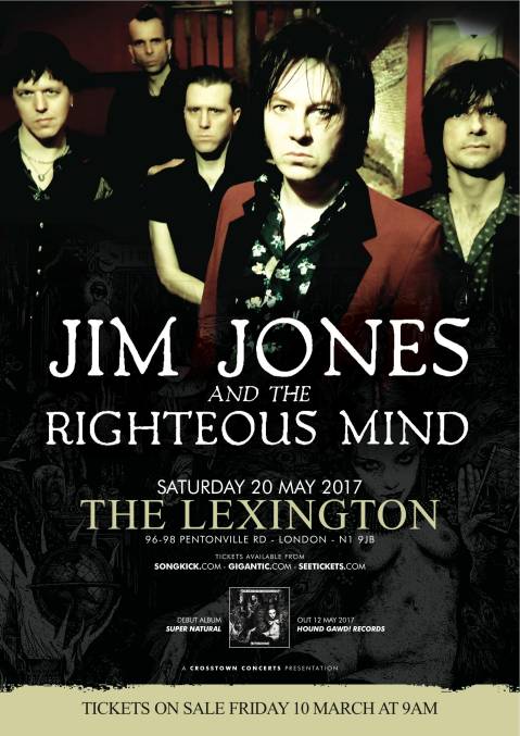 Debut LP by Jim Jones & The Righteous Mind, Phil Martini, Studio Drummer, Vocals, Super Natural, The Lexington 20 May 2017, Interceptor Management