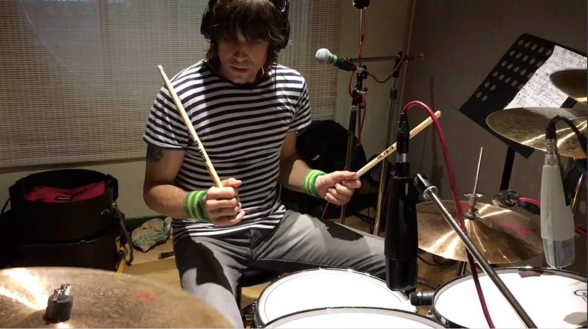 Joe Elliott's Down N Outz Drummer Phil Martini recording new tracks for LP #3, at The Premises Studios, 2017. Mapex Orion Drums, Paiste Cymbals 2002/Dark Energy/Masters, Vic Firth Drumsticks, Aquarian Cymbals, Ludwig Maple 8" Snare Drum, Rock 'n' Roll Drummer, Studio Drummer, recorded by Keith More