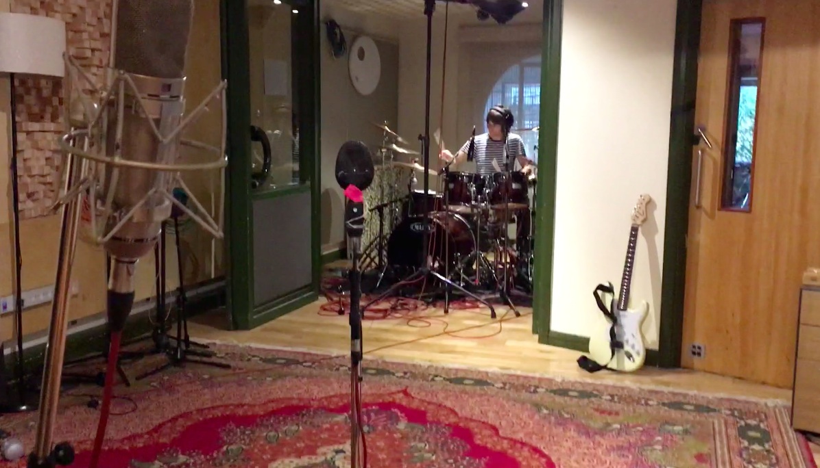 Joe Elliott's Down N Outz Drummer Phil Martini recording new tracks for LP #3, at The Premises Studios, 2017. Mapex Orion Drums, Paiste Cymbals 2002/Dark Energy/Masters, Vic Firth Drumsticks, Aquarian Cymbals, Ludwig Maple 8" Snare Drum, Rock 'n' Roll Drummer, Studio Drummer, recorded by Keith More