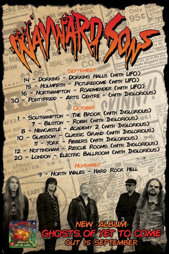 Wayward Sons. Ghosts Of Yet To Come is the debut LP, set for release on 15/9/17, on Frontiers Music. Toby Jepson, Phil Martini, Sam Wood, Nic Wastell, Dave Kemp